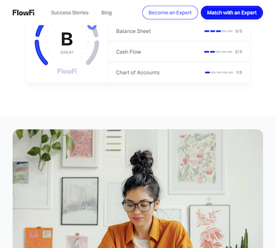 a screenshot of a fintech app called FlowFi
